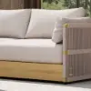 Costra Modern Aluminium & Rope Outdoor Swivel Sofa Set with Coffee Table & Cover in Ivory
