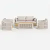 Costra Modern Aluminium & Rope Outdoor Swivel Sofa Set with Coffee Table & Cover in Ivory