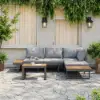 Slatera Outdoor Acacia & Aluminium Modular Sofa Set in Dark Grey with Black Cover