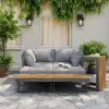 Slatera Outdoor Acacia & Aluminium Modular Sofa Set in Dark Grey with Black Cover