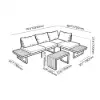 Slatera Outdoor Acacia & Aluminium Modular Sofa Set in Dark Grey with Black Cover