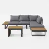 Slatera Outdoor Acacia & Aluminium Modular Sofa Set in Dark Grey with Black Cover