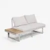 Slatera Outdoor Acacia & Aluminium Modular Sofa Set in Light Grey with Black Cover