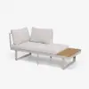 Slatera Outdoor Acacia & Aluminium Modular Sofa Set in Light Grey with Black Cover