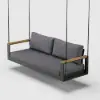 Tevara Outdoor Hanging Swing Sofa 2-Seater in Dark Grey with Cushion & Black Cover