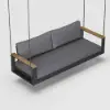 Tevara Outdoor Hanging Swing Sofa 2-Seater in Dark Grey with Cushion & Black Cover