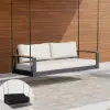 Tevara Outdoor 2-Seater Hanging Swing Sofa in Warm White with Cushion & Black Cover