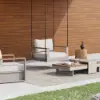 Tevara Outdoor Swing Sofa in Sand with Cushion & Black Cover
