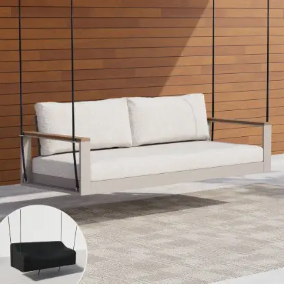 Tevara Outdoor 2-Seater Hanging Swing Sofa in Sand with Black Cover