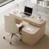 Velign 65" L-Shape Whitewash Executive Desk with Right-Side Cabinet