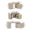 Velign 65" L-Shape Whitewash Executive Desk with Right-Side Cabinet