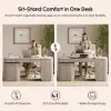 Velign 65" L-Shape Whitewash Executive Desk with Right-Side Cabinet