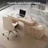 Velign 65" L-Shape Whitewash Executive Desk with Right-Side Cabinet