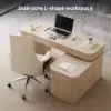 Velign 65" L-Shape Whitewash Executive Desk with Right-Side Cabinet