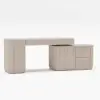 Velign 65" L-Shape Whitewash Executive Desk with Right-Side Cabinet
