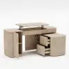 Velign 65" L-Shape Whitewash Executive Desk with Right-Side Cabinet