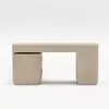 Velign 65" L-Shape Whitewash Executive Desk with Right-Side Cabinet