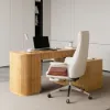 Velign 65" L-Shape Natural Executive Desk with Right-Side Cabinet