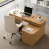 Velign 65" L-Shape Natural Executive Desk with Right-Side Cabinet