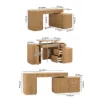 Velign 65" L-Shape Natural Executive Desk with Right-Side Cabinet