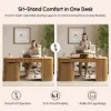 Velign 65" L-Shape Natural Executive Desk with Right-Side Cabinet