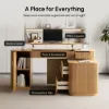 Velign 65" L-Shape Natural Executive Desk with Right-Side Cabinet