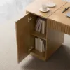 Velign 65" L-Shape Natural Executive Desk with Right-Side Cabinet