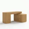 Velign 65" L-Shape Natural Executive Desk with Right-Side Cabinet