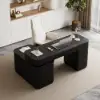 Velign 65" L-Shape Black Executive Desk with Right-Side Cabinet