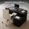Velign 65" L-Shape Black Executive Desk with Right-Side Cabinet