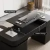 Velign 65" L-Shape Black Executive Desk with Right-Side Cabinet