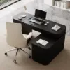 Velign 65" L-Shape Black Executive Desk with Right-Side Cabinet