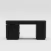 Velign 65" L-Shape Black Executive Desk with Right-Side Cabinet
