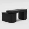 Velign 65" L-Shape Black Executive Desk with Right-Side Cabinet