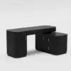 Velign 65" L-Shape Black Executive Desk with Right-Side Cabinet