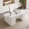 Velign 65" L-Shape White Executive Desk with Right-Side Cabinet
