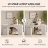 Velign 65" L-Shape White Executive Desk with Right-Side Cabinet