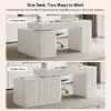 Velign 65" L-Shape White Executive Desk with Right-Side Cabinet