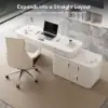 Velign 65" L-Shape White Executive Desk with Right-Side Cabinet