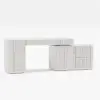 Velign 65" L-Shape White Executive Desk with Right-Side Cabinet