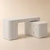 Velign 65" L-Shape White Executive Desk with Right-Side Cabinet