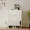 37" Warm White Shoe Storage Fluted Entryway Cabinet, Left Hand