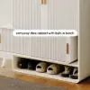 37" Warm White Shoe Storage Fluted Entryway Cabinet, Left Hand