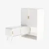 37" Warm White Shoe Storage Fluted Entryway Cabinet, Left Hand