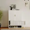 37" Warm White Shoe Storage Fluted Entryway Cabinet, Right Hand