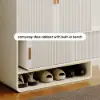 37" Warm White Shoe Storage Fluted Entryway Cabinet, Right Hand