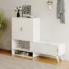 37" Warm White Shoe Storage Fluted Entryway Cabinet, Right Hand