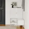 37" Warm White Shoe Storage Fluted Entryway Cabinet, Right Hand