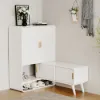 37" Warm White Shoe Storage Fluted Entryway Cabinet, Right Hand