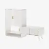 37" Warm White Shoe Storage Fluted Entryway Cabinet, Right Hand